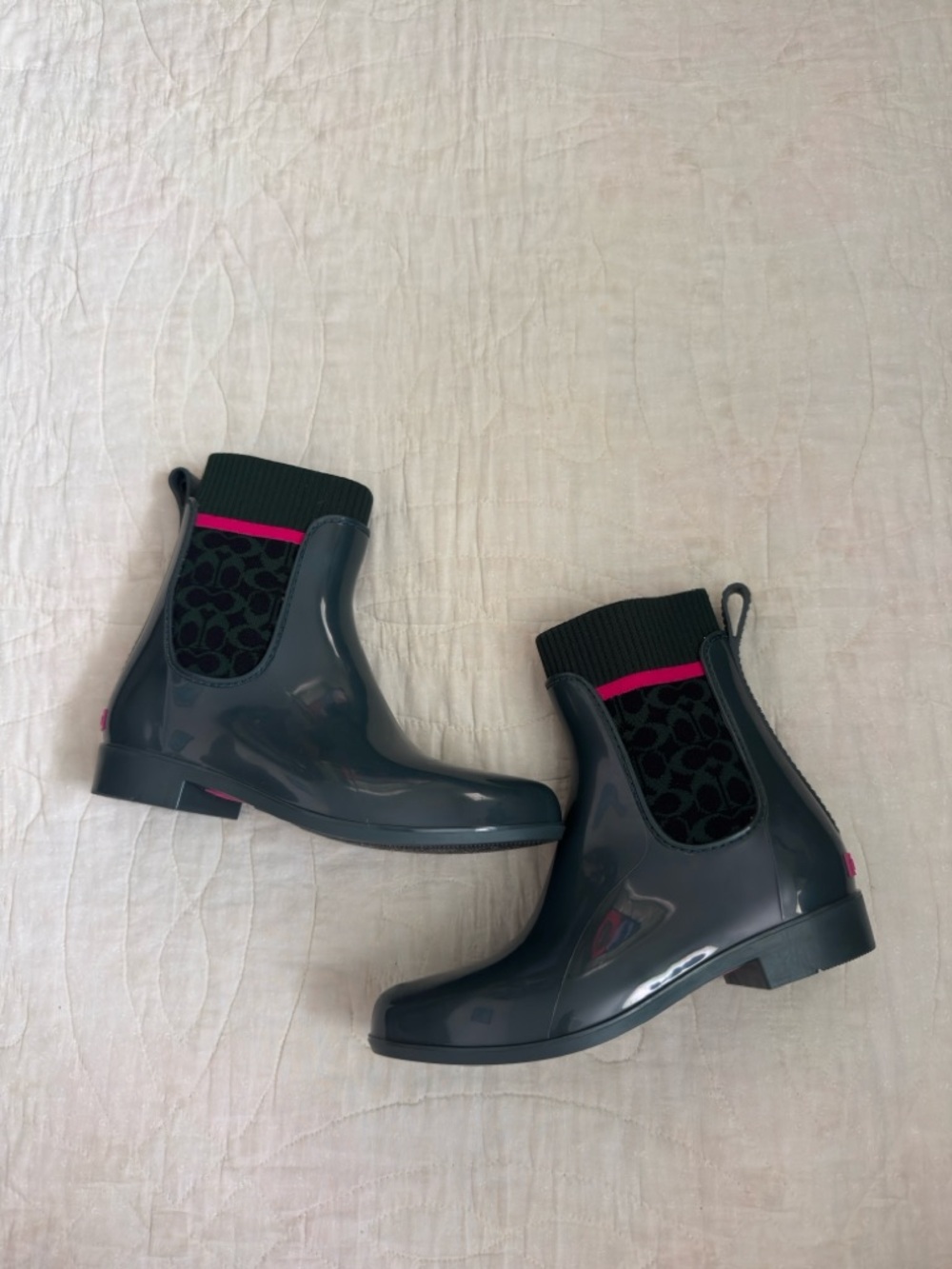 Women's COACH Chelsea Rain Boot with Pink Accent